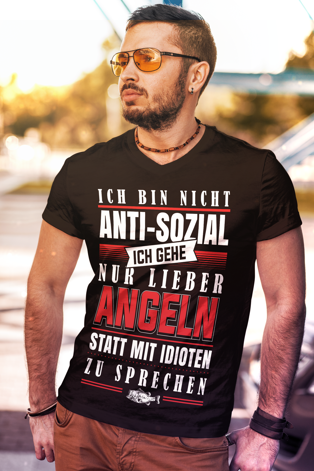 Anti Sozial Angler Shirt Männer – Ich gehe lieber Angeln statt zu reden T-Shirt