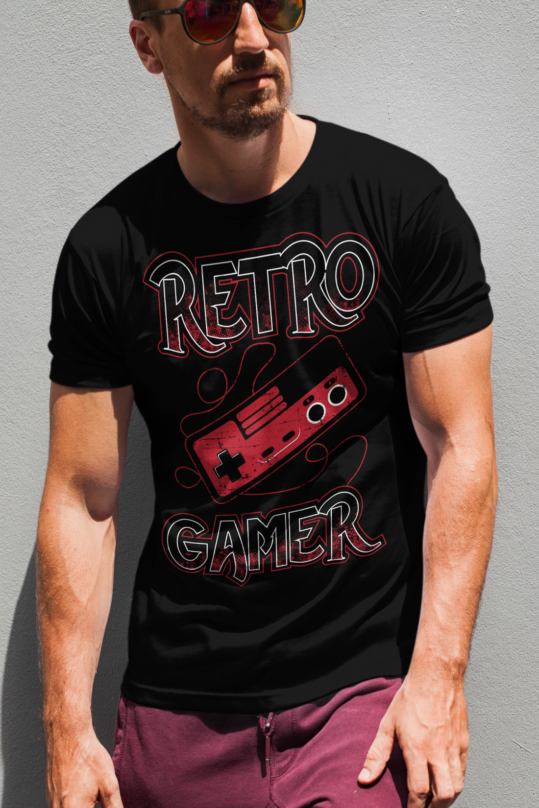 Gaming T-Shirt für Herren – Retro Gamer mit klassischem 80s Controller Print