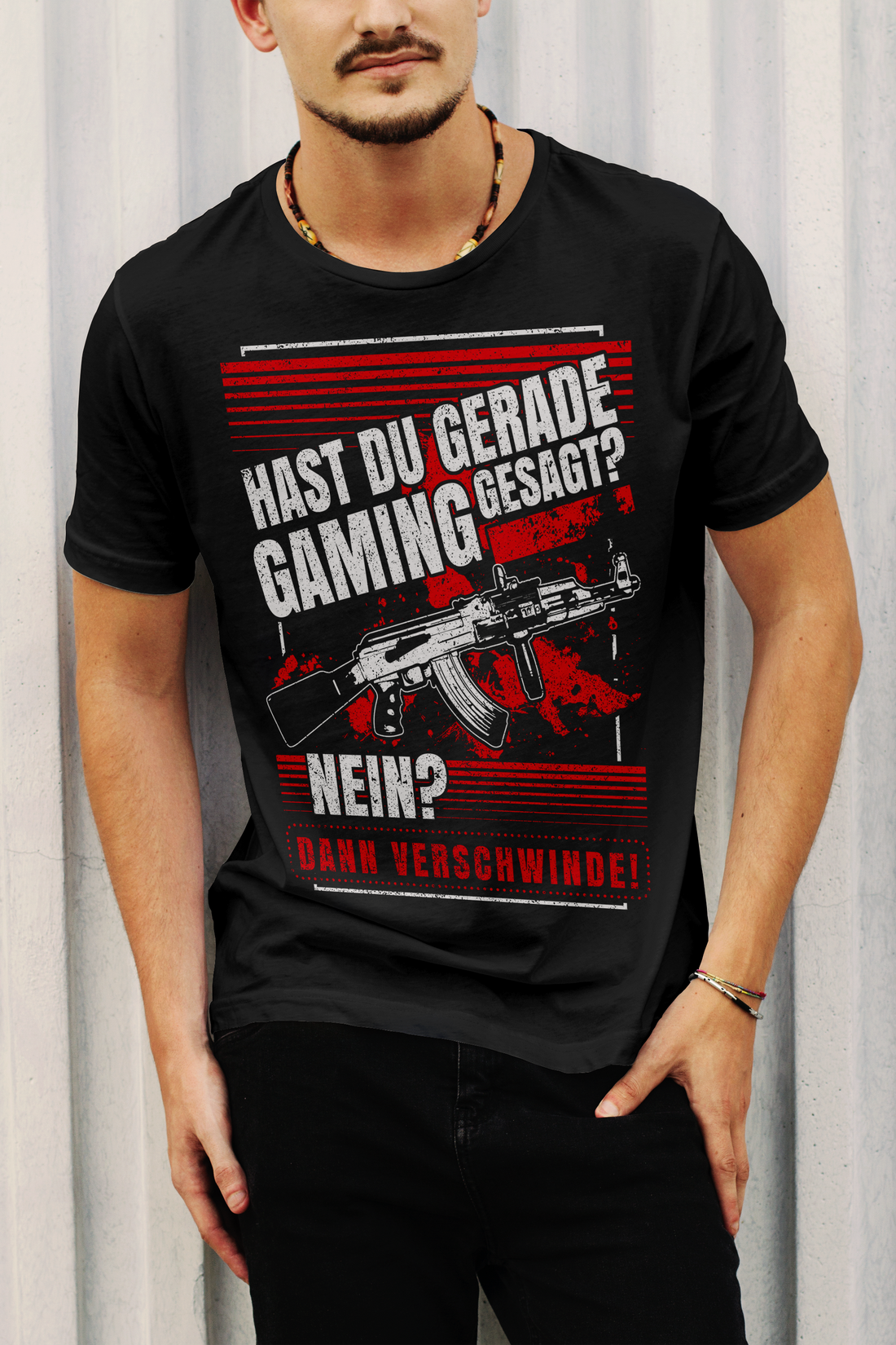 Gaming T-Shirt Männer – Provokanter Spruch mit Waffe – Gamer Statement Oberteil