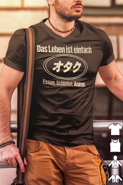 Anime Shirt Herren – Essen Schlafen Anime – Otaku Japan Design für Männer