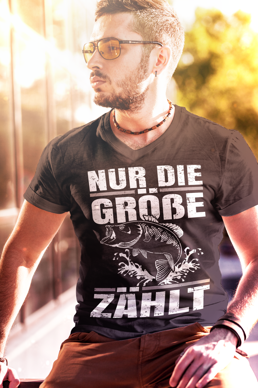 Herren T-Shirt Angeln Humor – Nur die Größe zählt – Angler Spaß Design