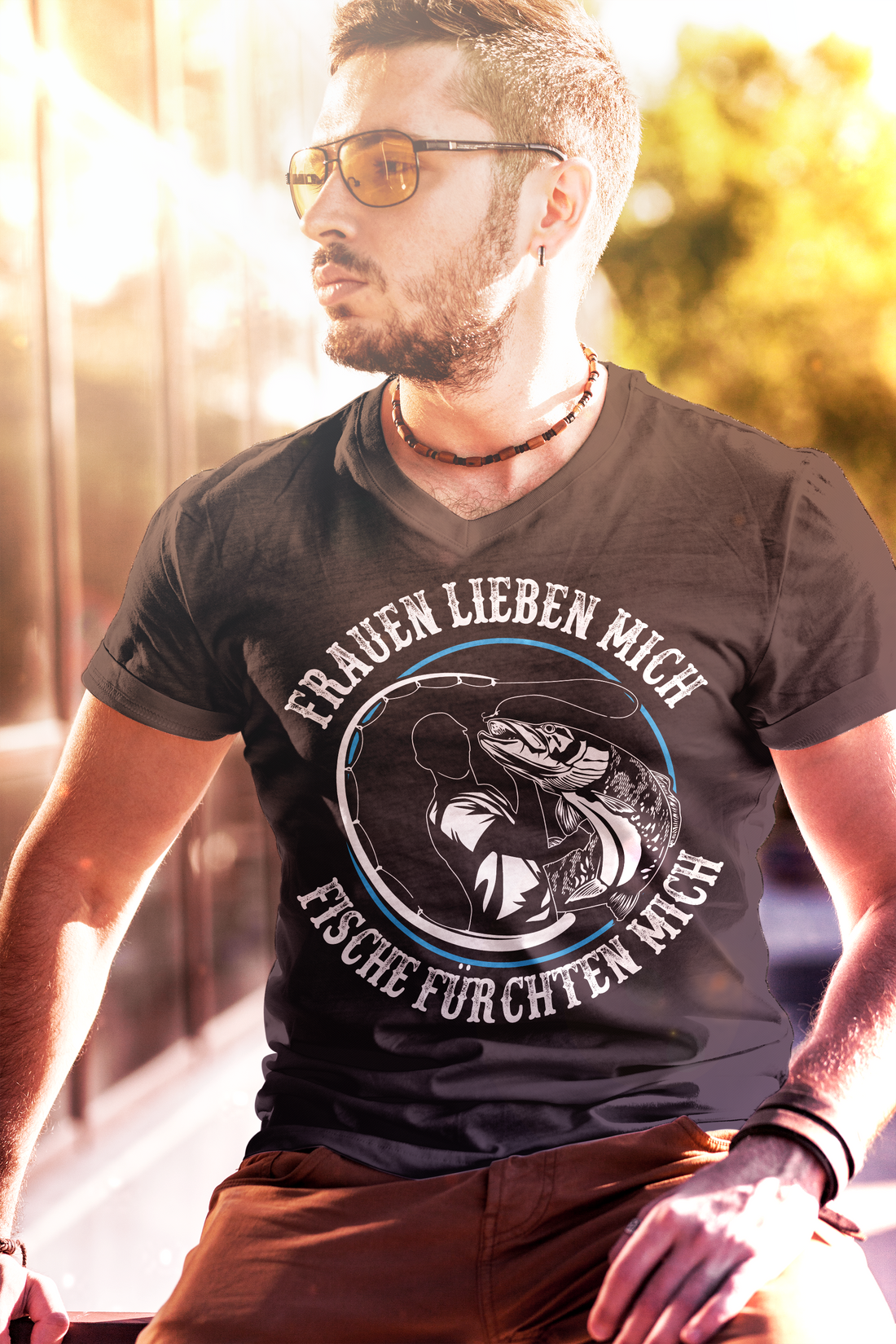 Lustiges Angler T-Shirt Männer – Frauen lieben mich – Fische fürchten mich
