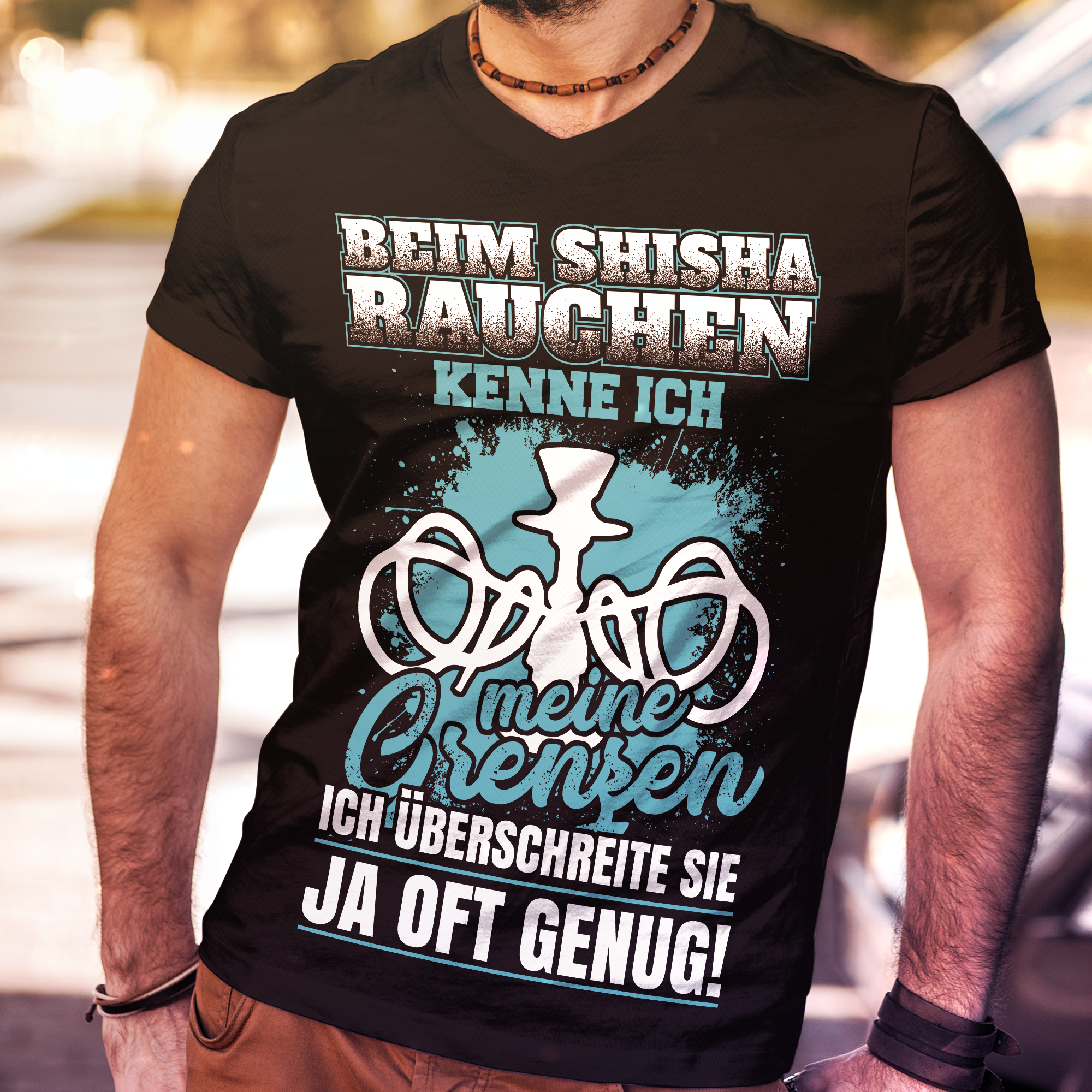 Herren T-Shirt Beim Shisha Rauchen kenne ich meine Grenzen