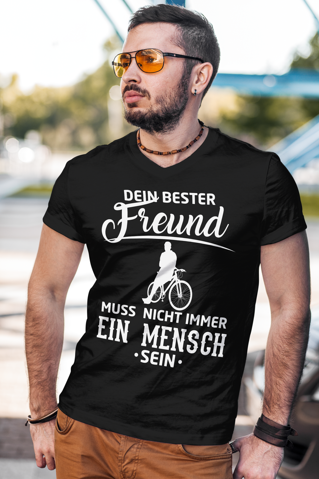 Fahrrad Spruch Shirt Herren – Mein Bike ist mein bester Freund – MTB T-Shirt