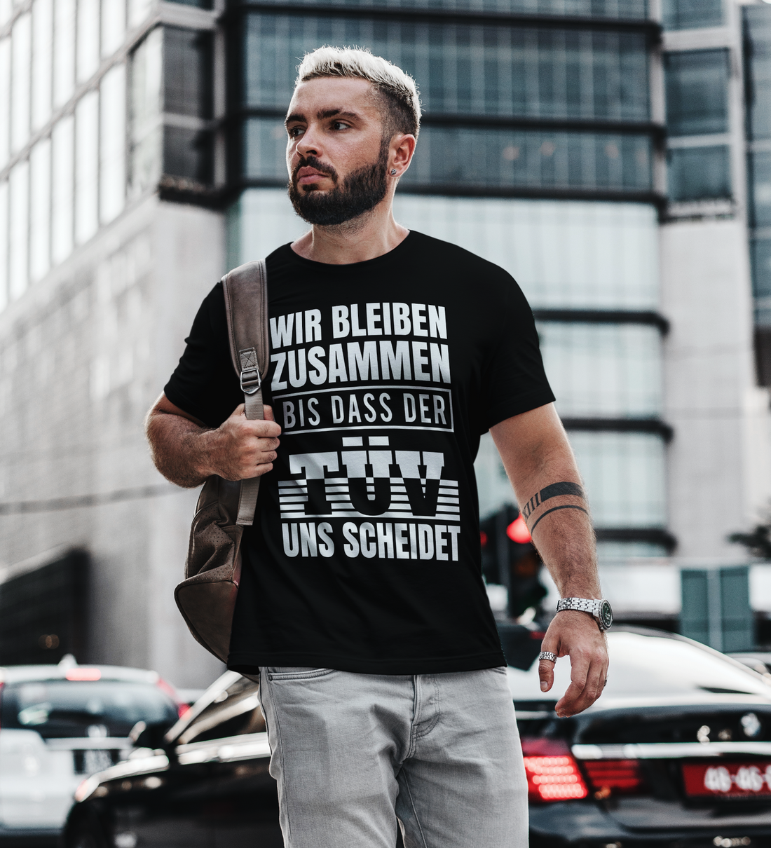 Wir bleiben zusammen bis der TÜV uns scheidet – Auto Oldtimer T-Shirt Männer