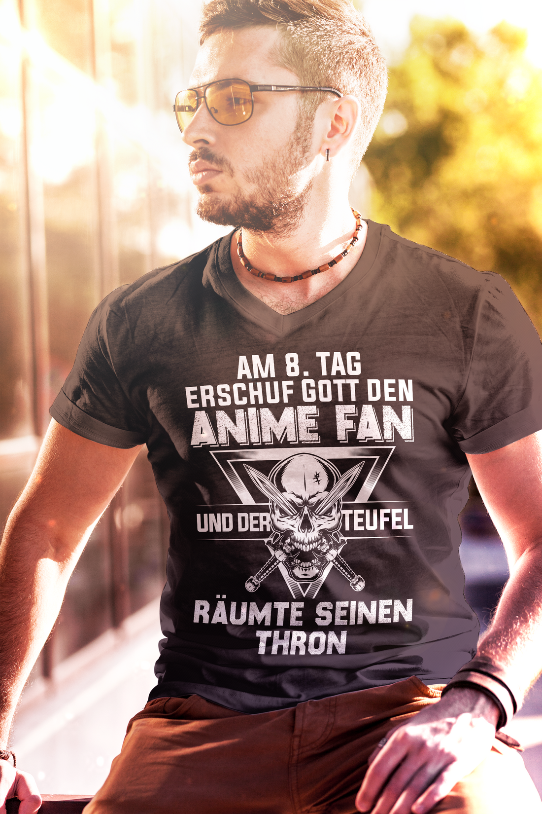 Anime Fan T-Shirt Männer – Am 8. Tag schuf Gott den Anime Fan – Otaku Design