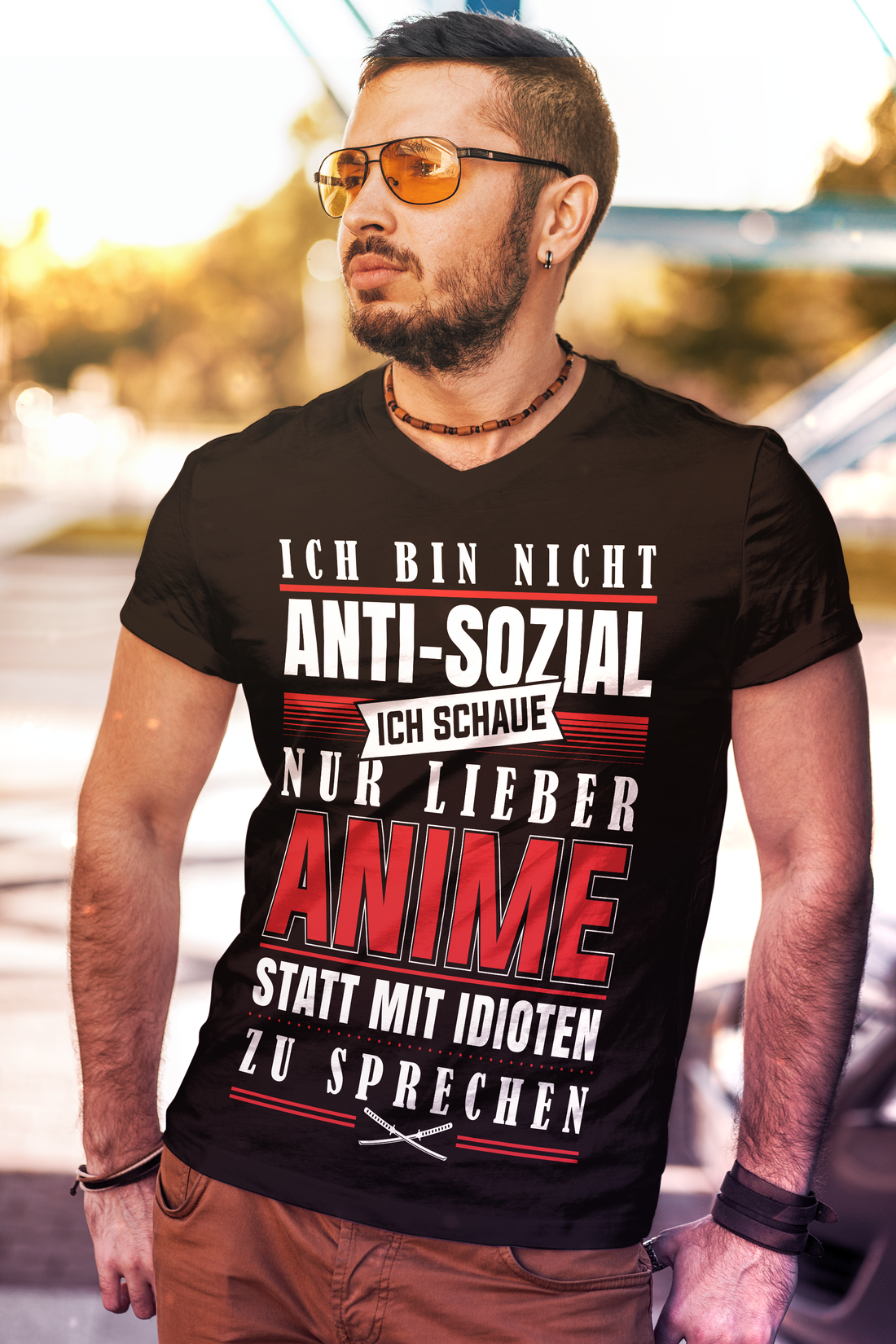 Anime Shirt Männer – Ich bin nicht Anti-Sozial, ich schaue nur lieber Anime