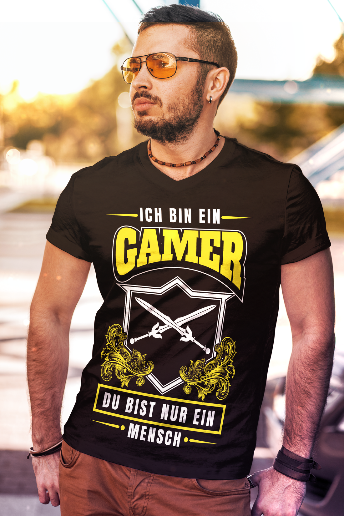 Rollenspiel T-Shirt Herren – Lustiges Gamer Wappen Design mit Schwertern