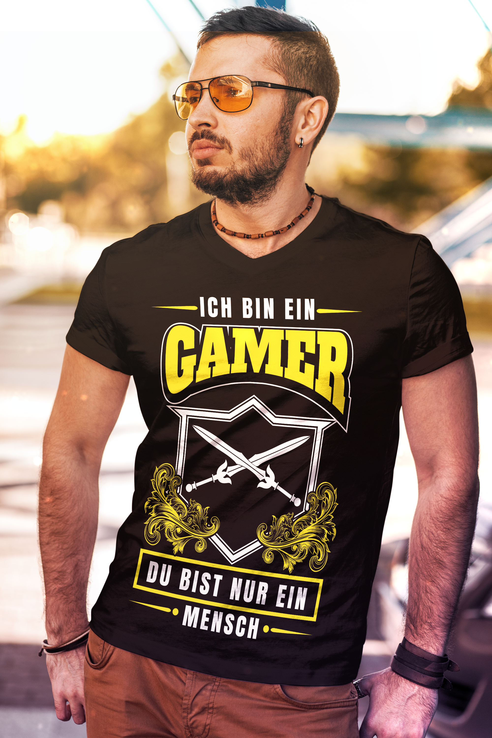 Rollenspiel T-Shirt Herren – Lustiges Gamer Wappen Design mit Schwertern