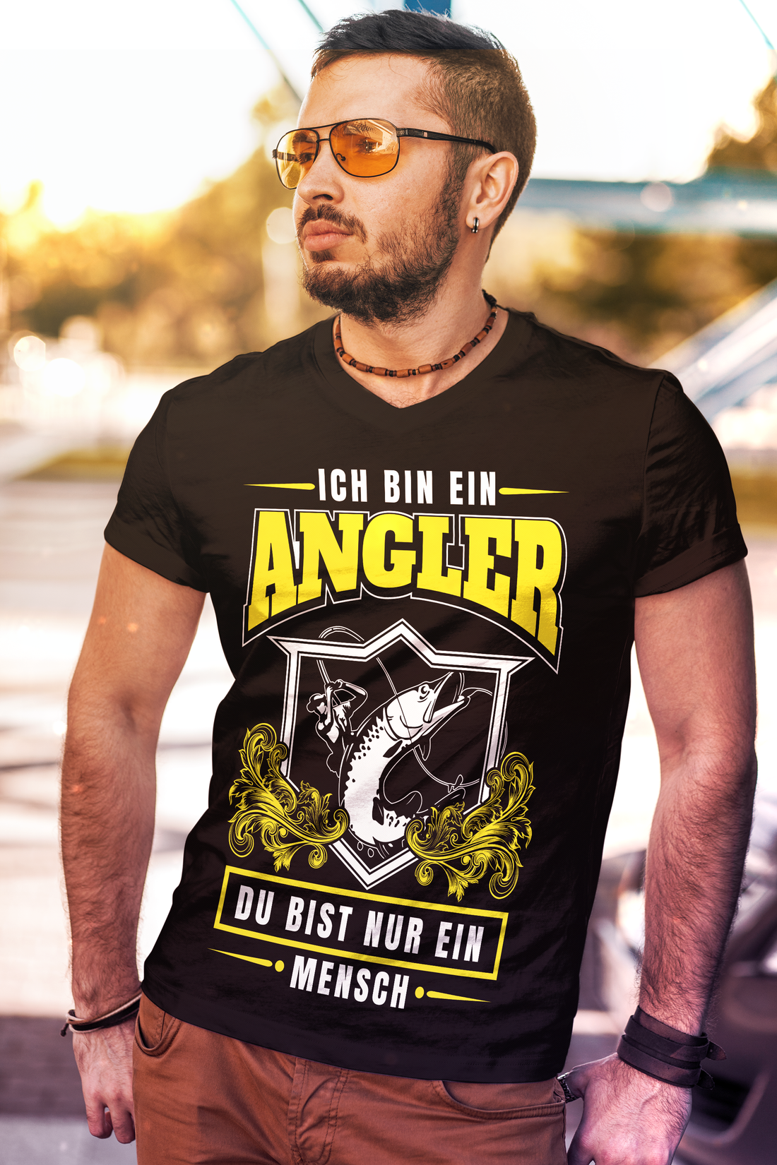 Angeln Spruch Shirt Männer – Ich bin ein Angler du bist nur ein Mensch Funshirt