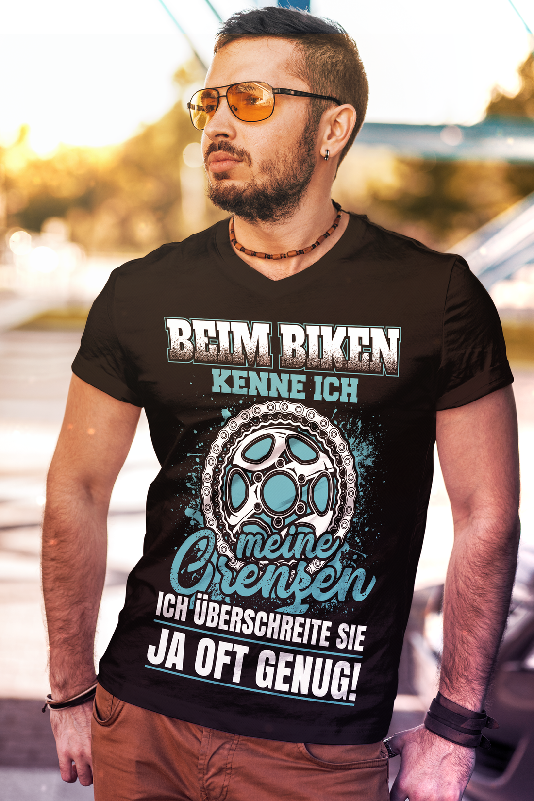 Bike Shirt Männer – Beim Biken kenne ich meine Grenzen – MTB Fun Spruch T-Shirt