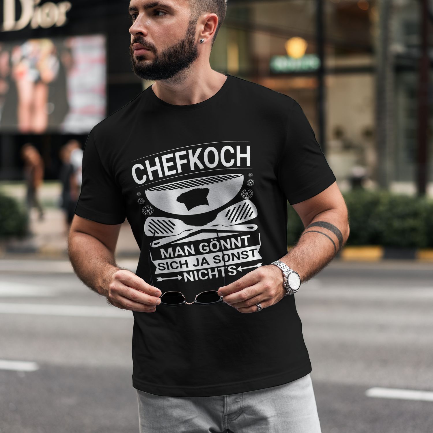 Chefkoch Shirt Männer – Man gönnt sich ja sonst nichts – Küche BBQ Humor