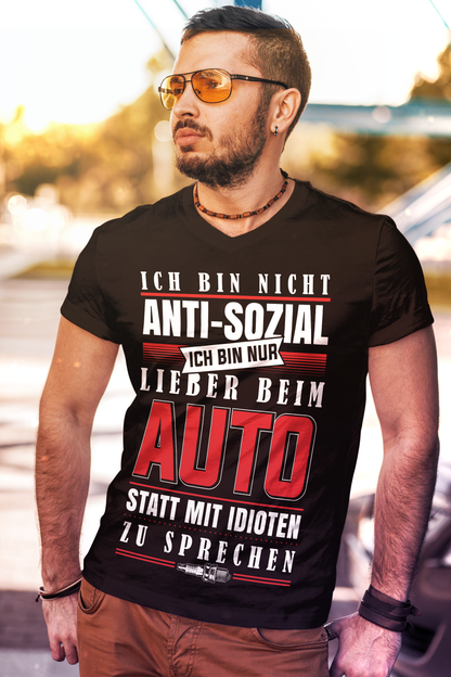 Auto Shirt Männer – Lieber beim Auto statt mit Idioten reden Fun T-Shirt