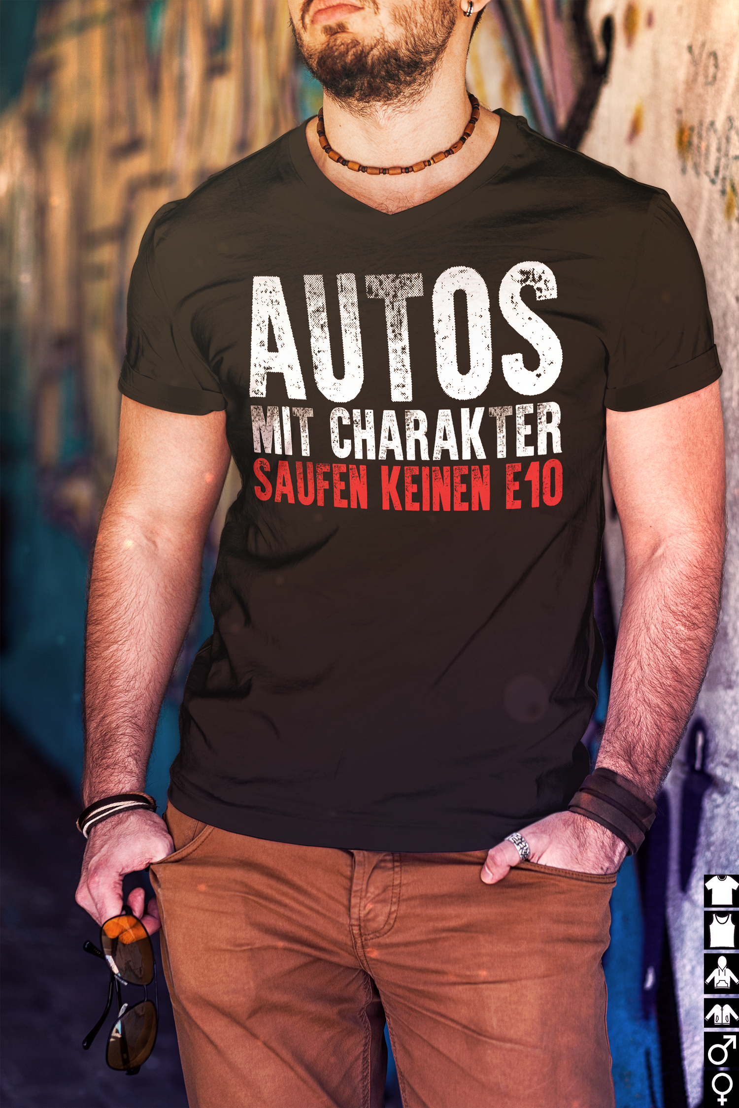 Oldtimer Shirt Männer – Autos mit Charakter saufen keinen E10 – Kult Karre Style