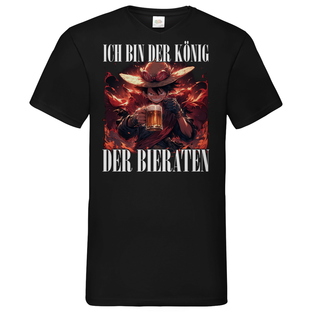 König der Bieraten - One Piece Ruffy - Herren V-Neck Shirt Black