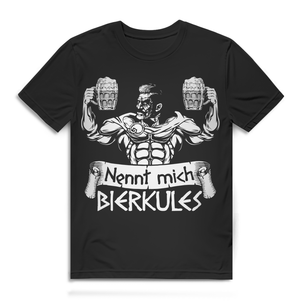 Bierkules T-Shirt für Männer – Lustiges Kraftprotz Shirt Bier Herkules Design Black