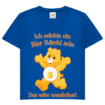 Damen V-Neck T-Shirt Ich möchte ein Bier Bärchi sein das wäre wunderbar! Royal Blue