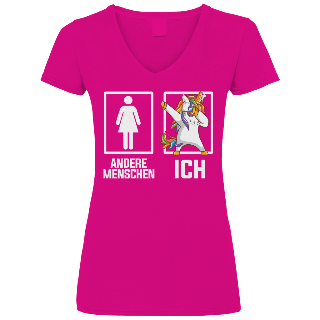 Andere Menschen Ich Einhorn - V-Neck Damenshirt