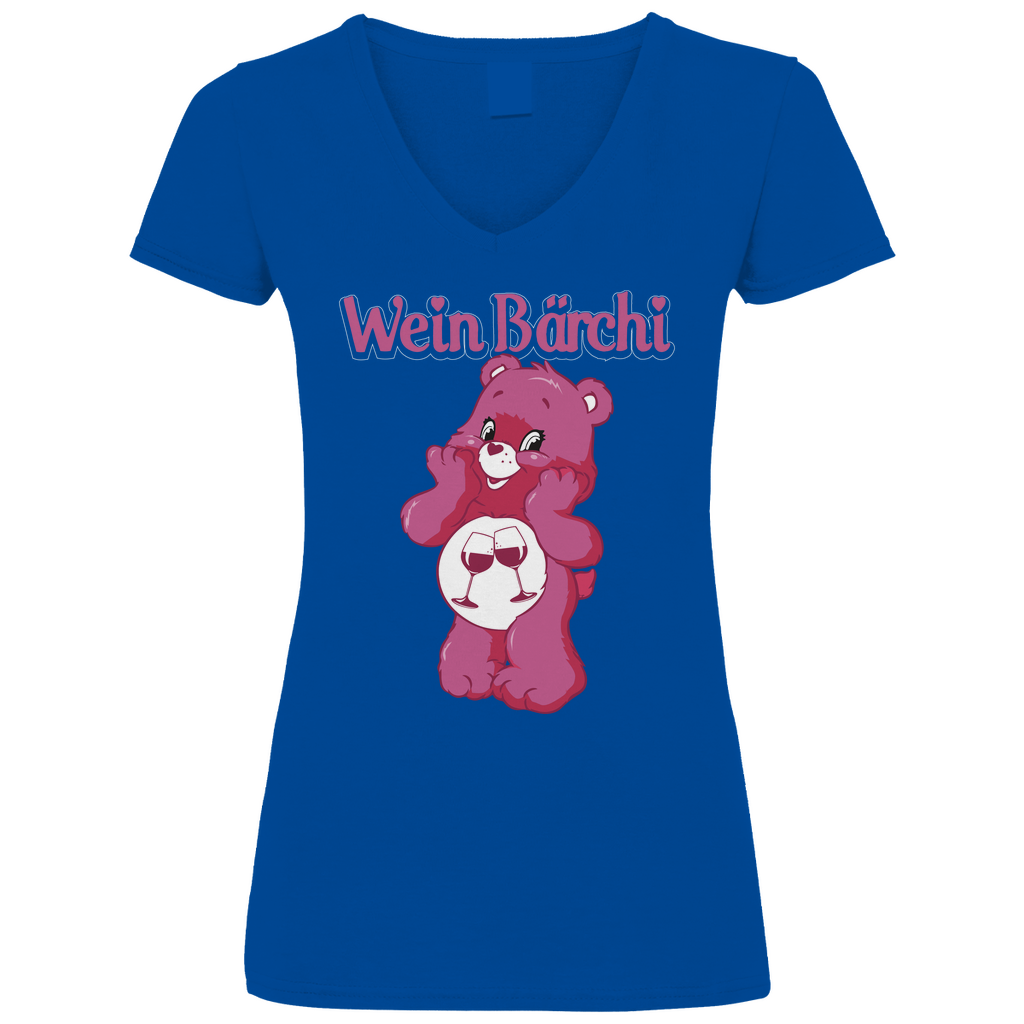 Wein Bärchi - Glücksbärchi - V-Neck Damenshirt