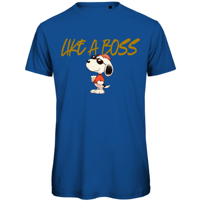 Peanuts Snoopy mit Bier Like a Boss - Herren Premium Bio T-Shirt