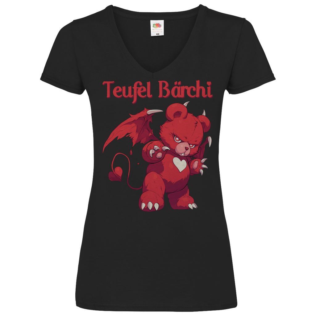 Teufel Bärchi - Glücksbärchi - V-Neck Damenshirt