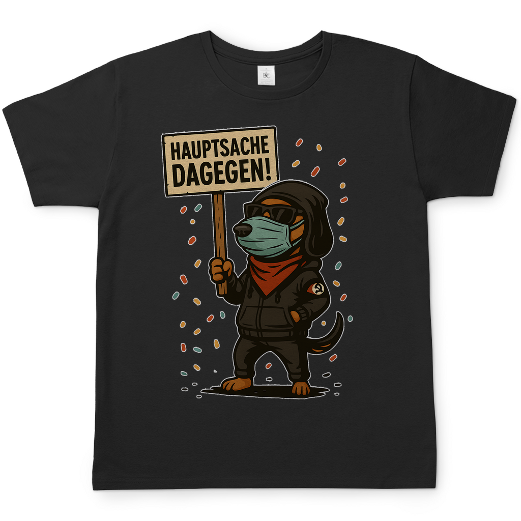 Hauptsache Dagegen Protest Dackel Hunde - Herren T-Shirt Black