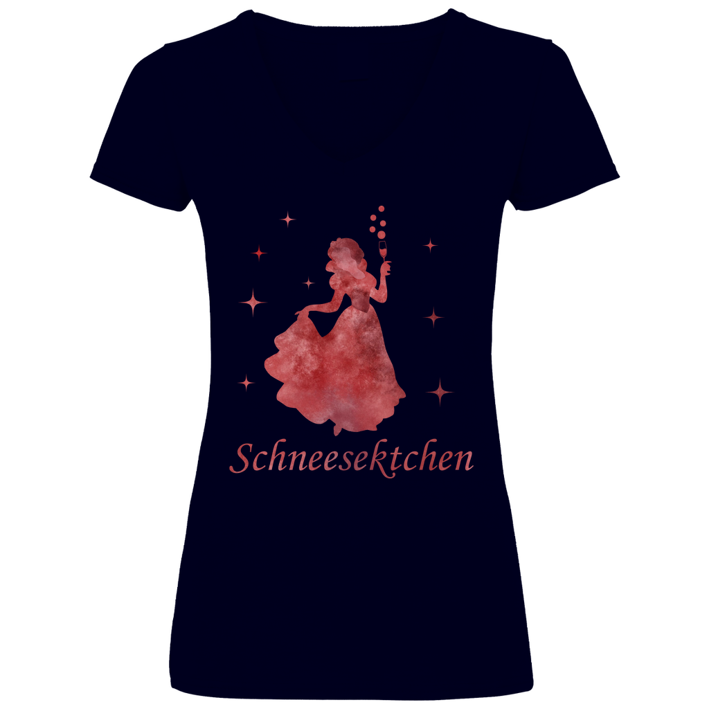 Schneesektchen - Prinzessin Aquarell - V-Neck Damenshirt Deep Navy