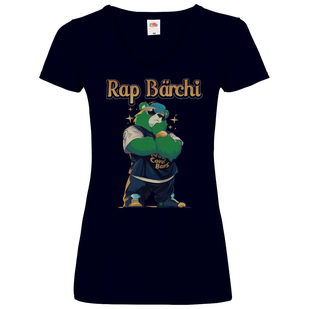 Rap Bärchi - Glücksbärchi - V-Neck Damenshirt Deep Navy