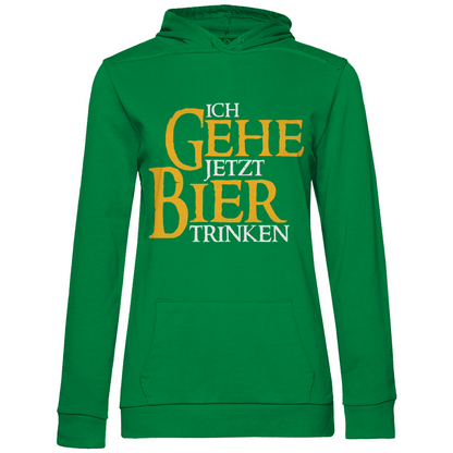 Ich gehe jetzt Bier trinken HDR - Beidseitiger Druck - Damen Hoodie Kelly Green