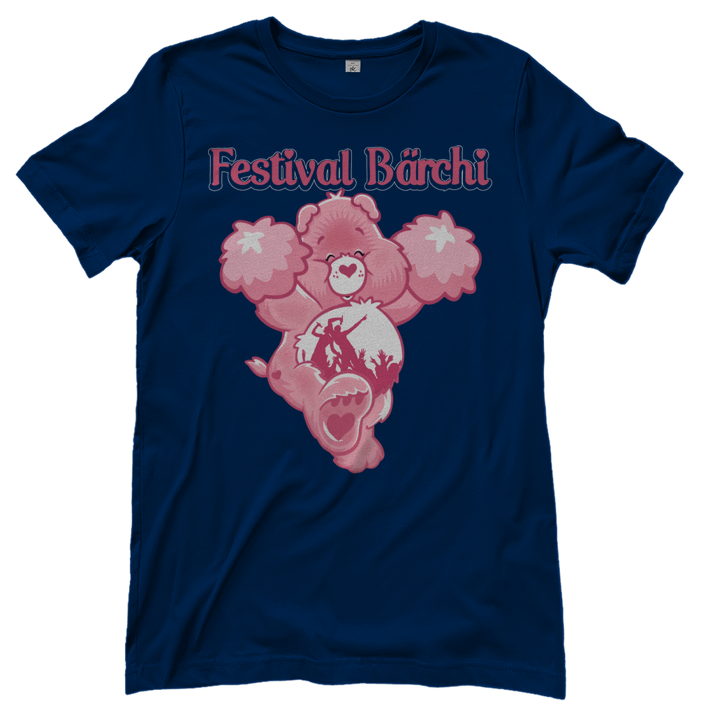Navy Damen T-Shirt Festival Bärchi mit Glücksbärchi Parodie für Techno-Fans, Frontansicht