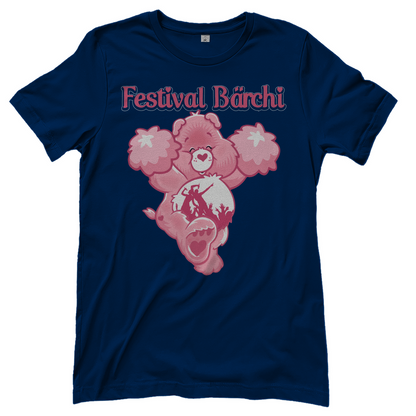 Navy Damen T-Shirt Festival Bärchi mit Glücksbärchi Parodie für Techno-Fans, Frontansicht