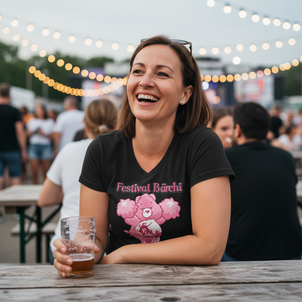 Festival Bärchi - Glücksbärchi - V-Neck Damenshirt