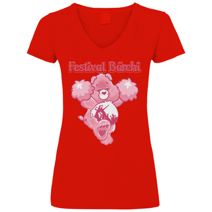 Festival Bärchi - Glücksbärchi - V-Neck Damenshirt Red XS