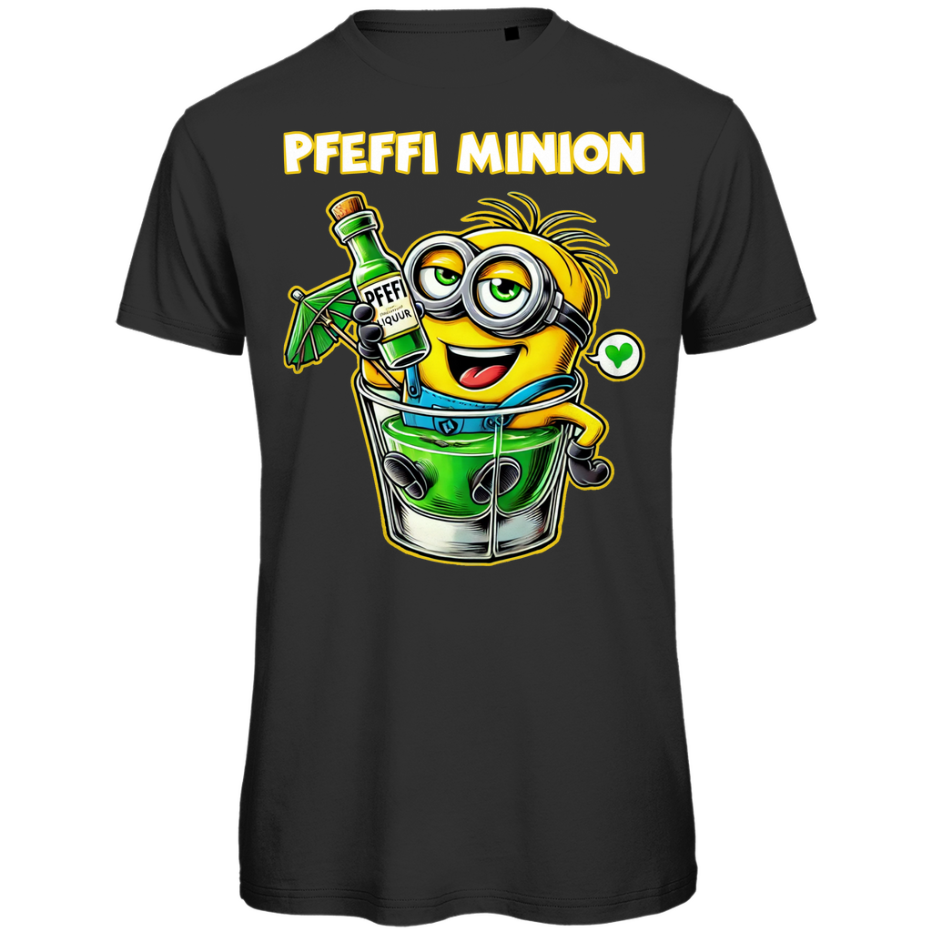 Pfeffi Minion Herren T-Shirt - Bio Baumwolle, Lustiges Design, Pfefferminzlikör, Premium Qualität