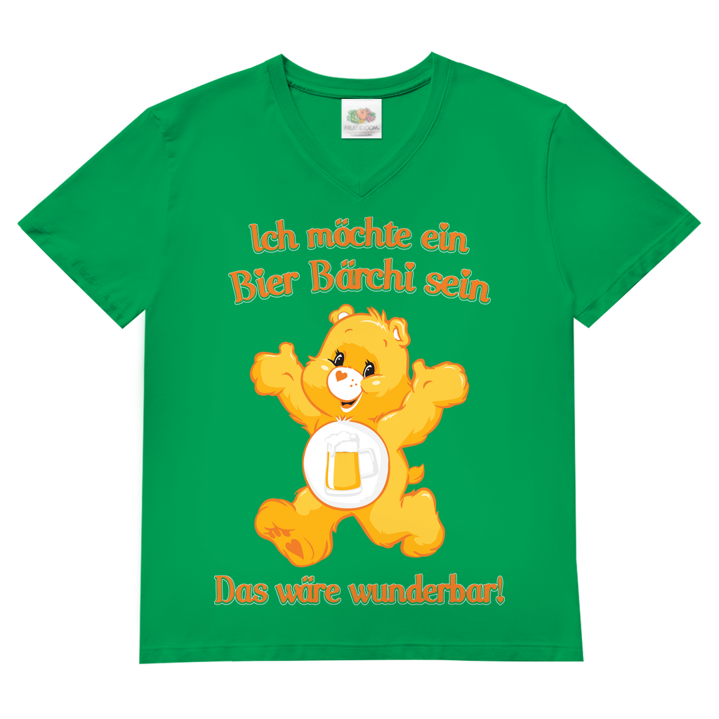 Herren V-Neck T-Shirt Ich möchte ein Bier Bärchi sein das wäre wunderbar! Kelly Green