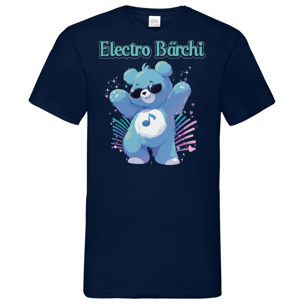 Electro Bärchi - Glücksbärchi - Herren V-Neck Shirt Navy