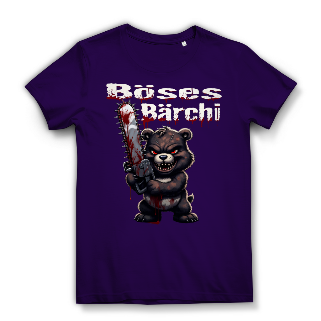 Böses Bärchi Kettensäge Damen Premium Bio T-Shirt Urban Purple