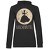 Schwarzer Damen Hoodie mit Flaschenputtel Aschenputtel Motiv und Flasche Mond Design, Frontansicht