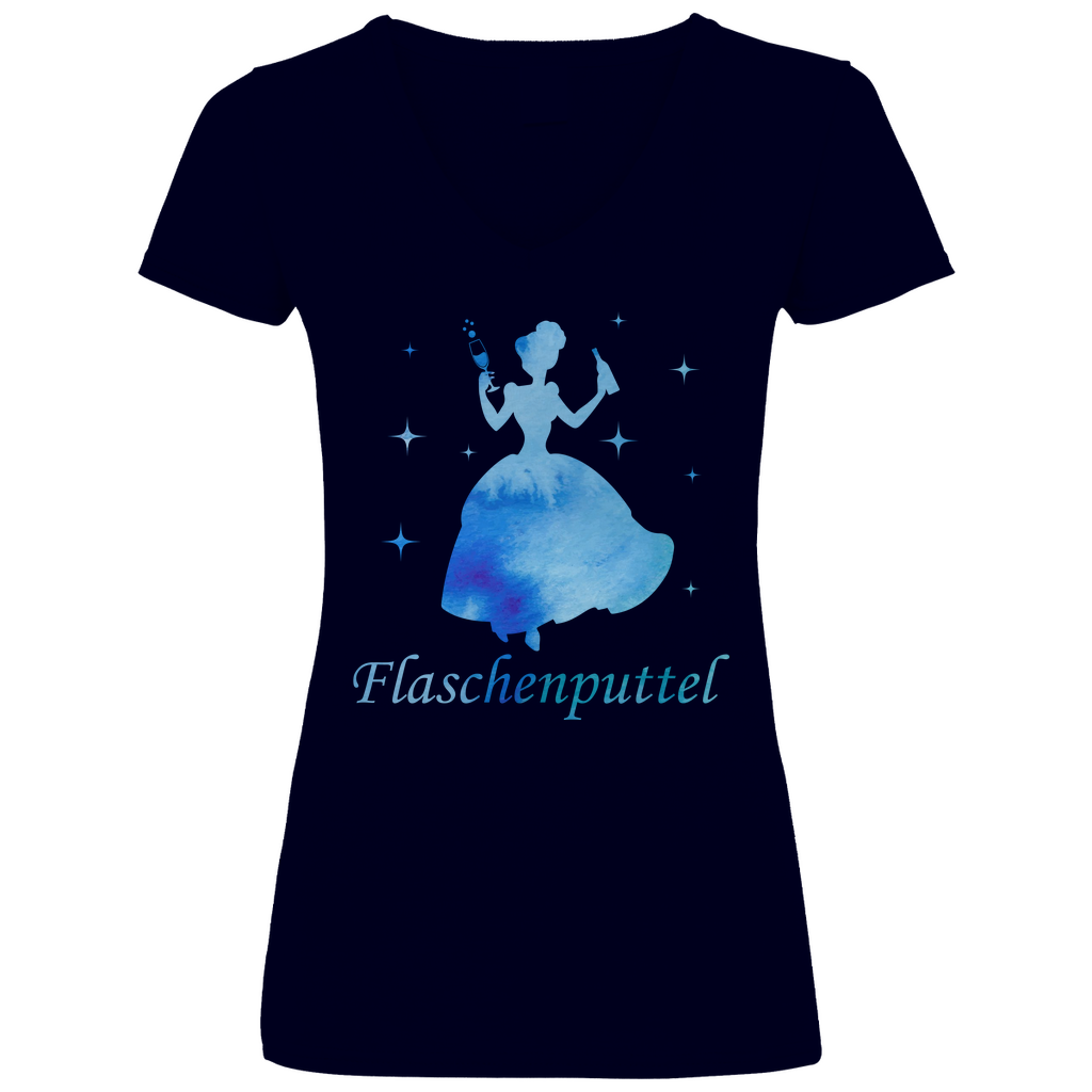 Flaschenputtel - Prinzessin Aquarell - V-Neck Damenshirt Deep Navy