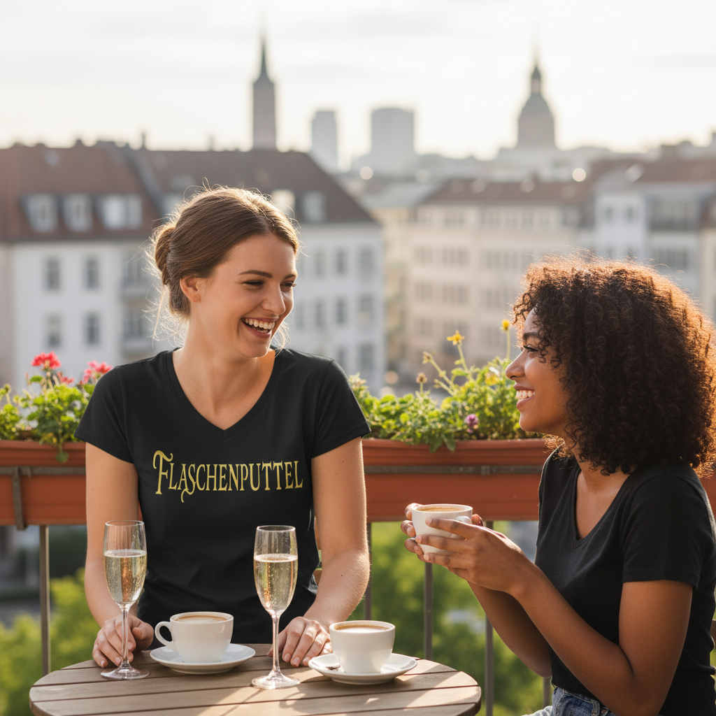 Flaschenputtel - Prinzessin Gold - V-Neck Damenshirt