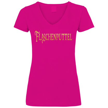 Flaschenputtel - Prinzessin Gold - V-Neck Damenshirt