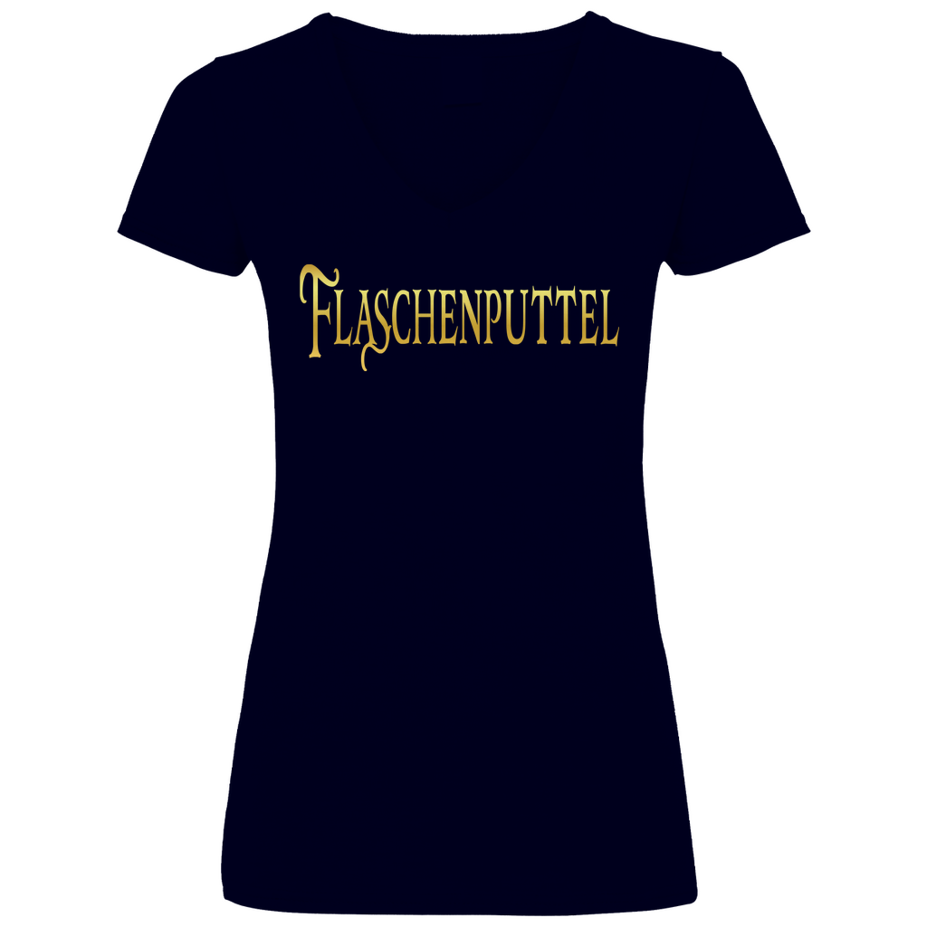 Flaschenputtel - Prinzessin Gold - V-Neck Damenshirt Deep Navy