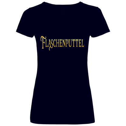 Flaschenputtel - Prinzessin Gold - V-Neck Damenshirt Deep Navy
