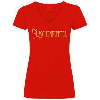 Flaschenputtel - Prinzessin Gold - V-Neck Damenshirt