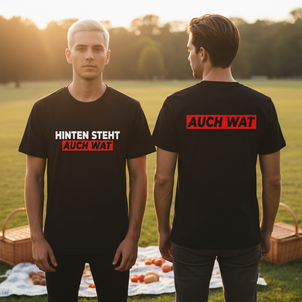 Hinten steht auch wat - Beidseitiger Druck - Herren V-Neck Shirt