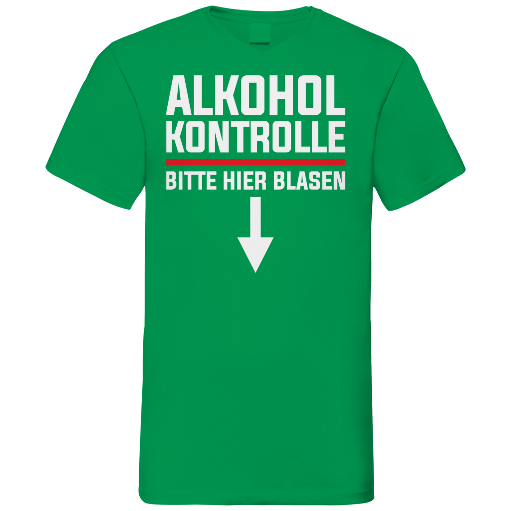 Alkohol Kontrolle bitte hier Blasen - Herren V-Neck Shirt Kelly Green