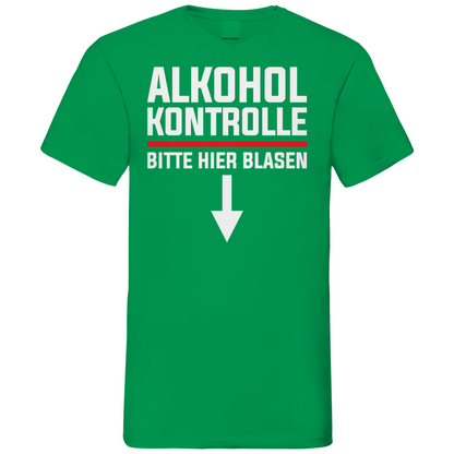 Alkohol Kontrolle bitte hier Blasen - Herren V-Neck Shirt Kelly Green