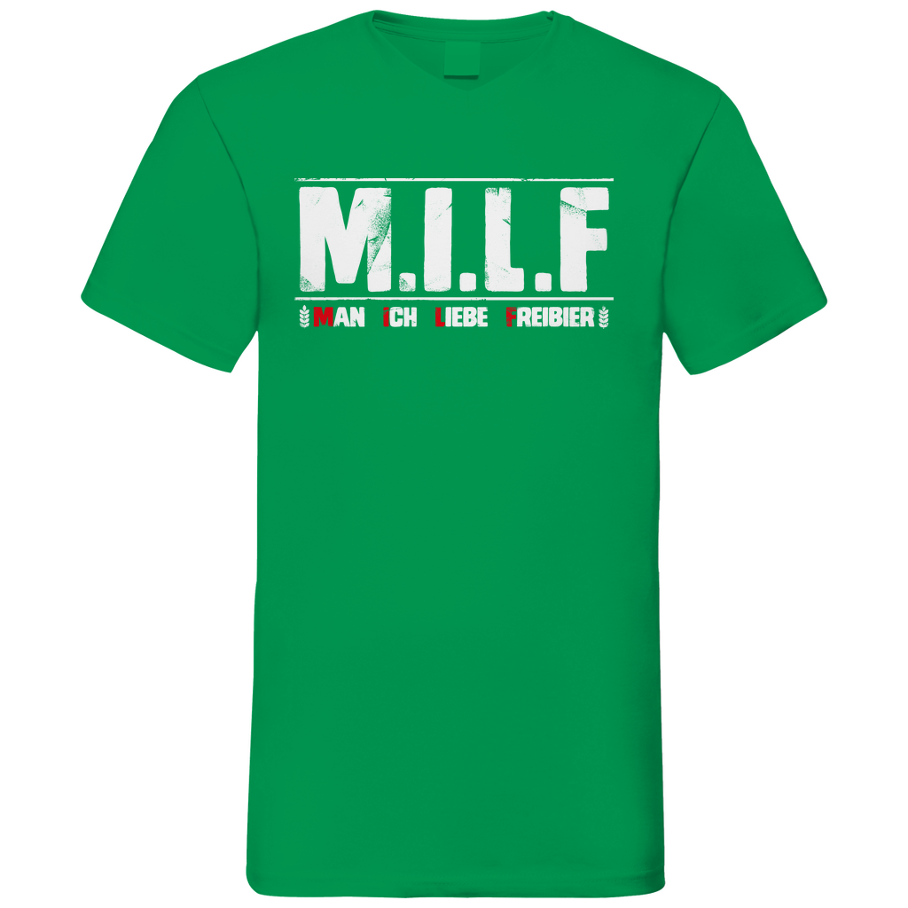 MILF man ich liebe Freibier - Herren V-Neck Shirt Kelly Green