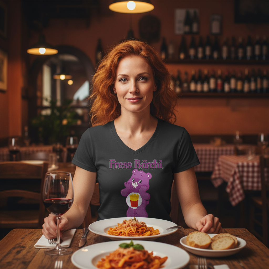 Fress Bärchi - Glücksbärchi - V-Neck Damenshirt