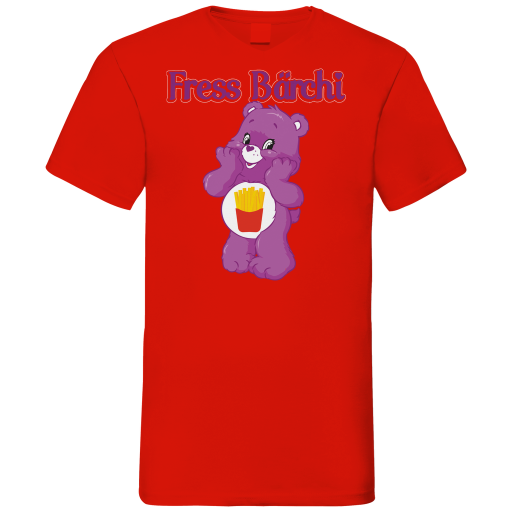 Fress Bärchi - Glücksbärchi - Herren V-Neck Shirt Red